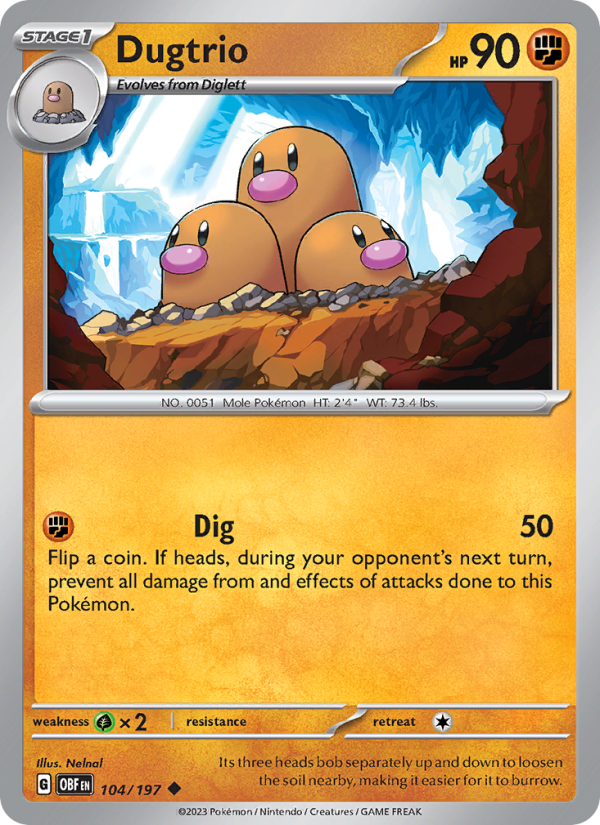 Dugtrio (104/197) Reverse Holo card image