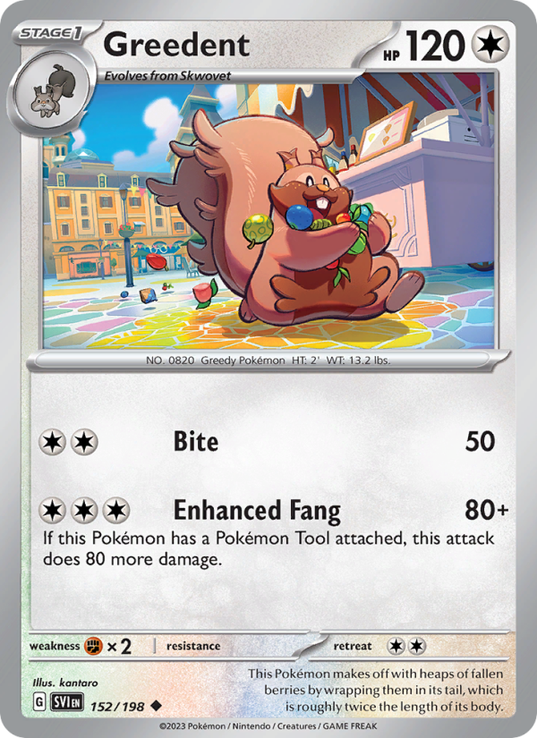 Greedent (152/198) Reverse Holo card image