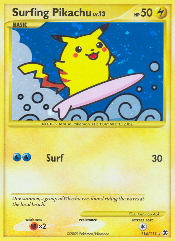 Surfing Pikachu (114/111) Reverse Holo card image