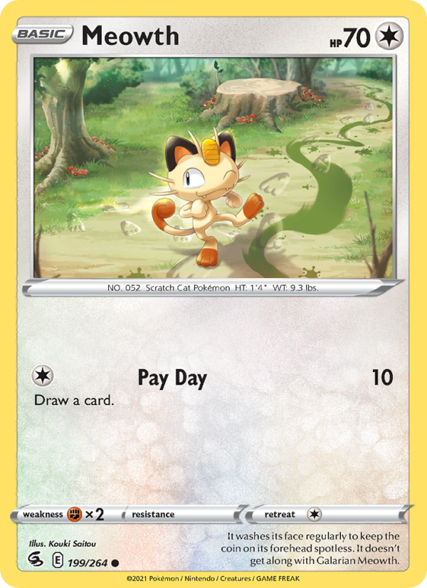 Meowth (199/264) Reverse Holo card image