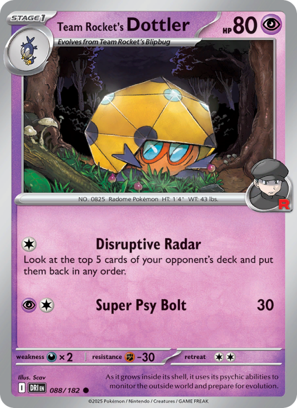 Team Rocket's Dottler (088/182) Reverse Holo card image