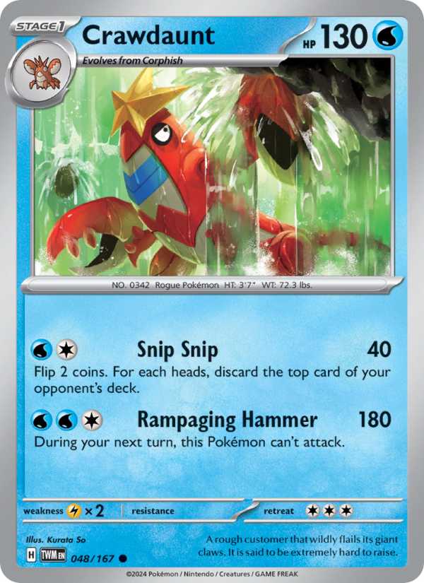 Crawdaunt (048/167) Reverse Holo card image