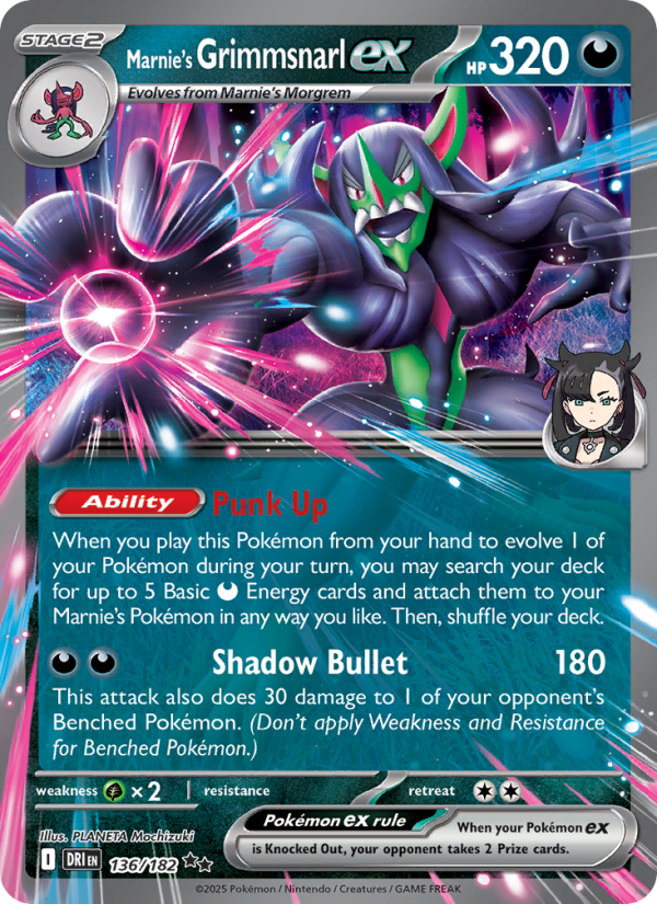 Marnie's Grimmsnarl ex (136/182) Reverse Holo card image