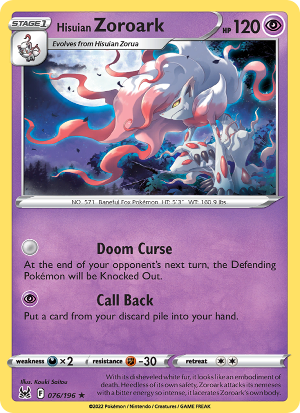 Hisuian Zoroark (076/196) Reverse Holo card image