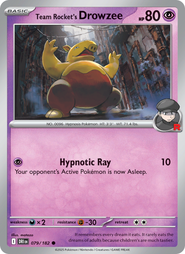 Team Rocket's Drowzee (079/182) Reverse Holo card image