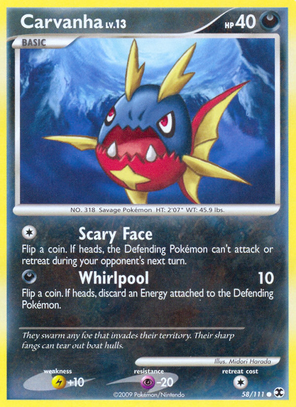Carvanha (058/111) Reverse Holo card image