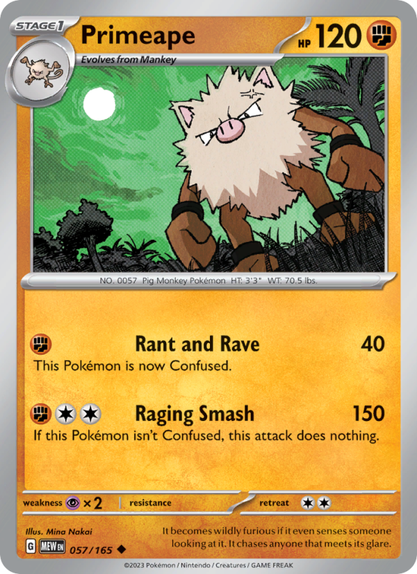 Primeape (057/165) Reverse Holo card image