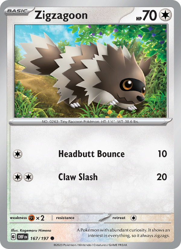 Zigzagoon (167/197) Reverse Holo card image