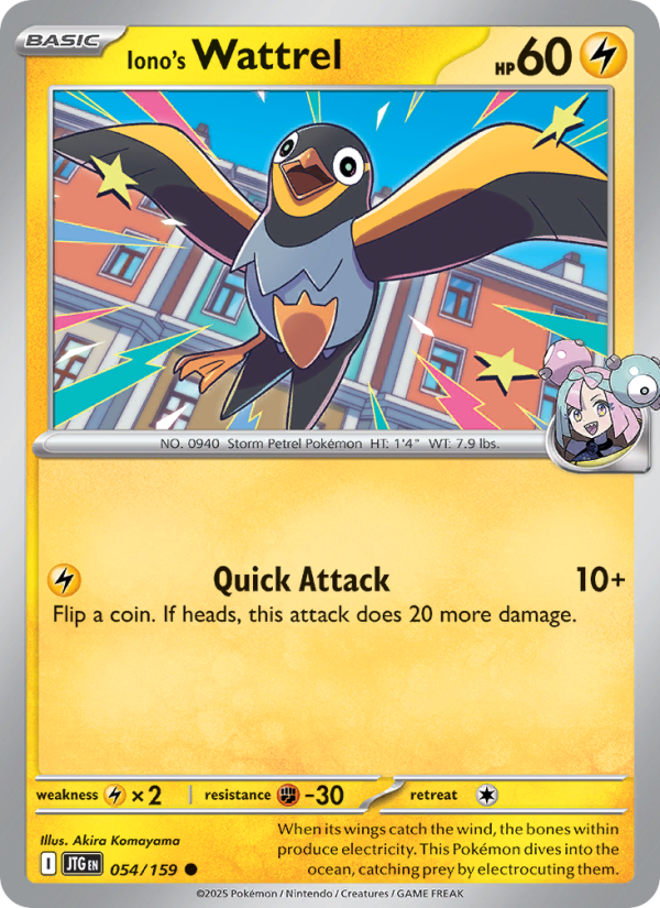 Iono's Wattrel (054/159) Reverse Holo card image