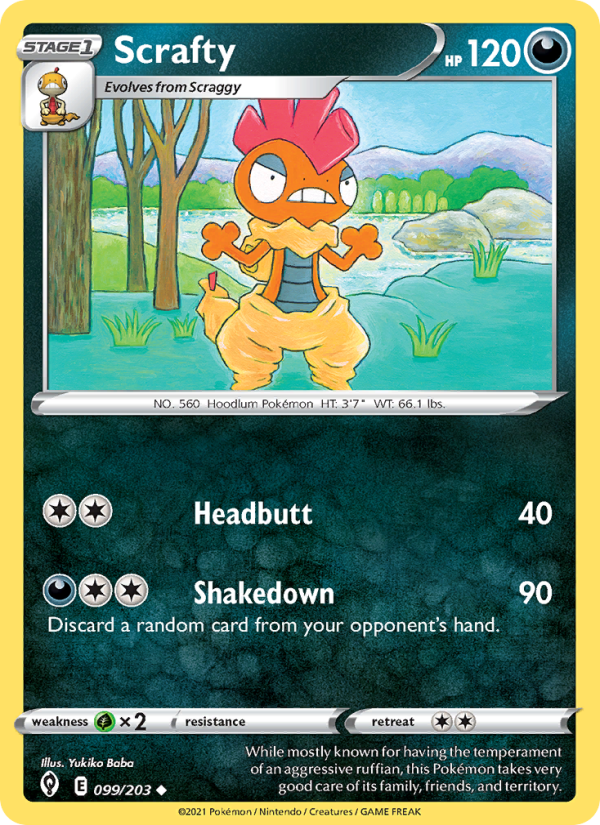 Scrafty (099/203) Reverse Holo card image