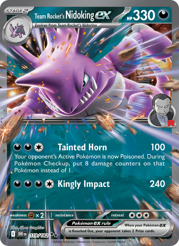Team Rocket's Nidoking ex (119/182) Reverse Holo card image