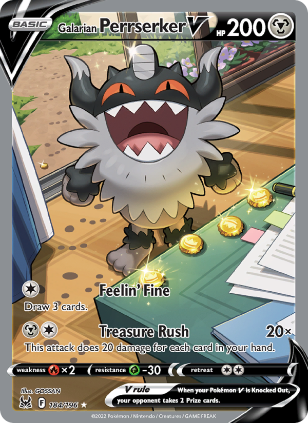 Galarian Perrserker V (184/196) Holographic card image