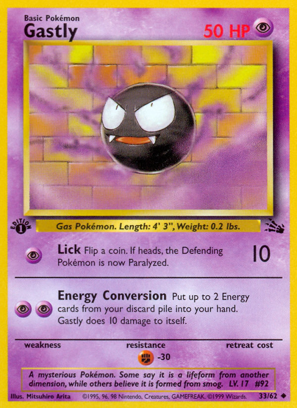 Gastly (033/62) Reverse Holo card image