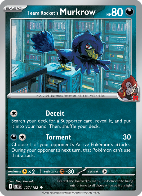 Team Rocket's Murkrow (127/182) Reverse Holo card image