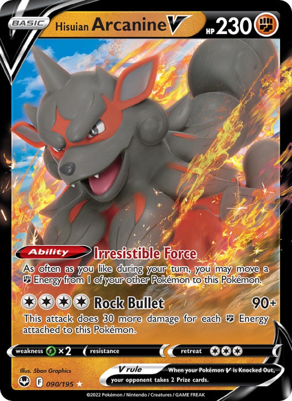 Hisuian Arcanine V (090/195) Holographic card image