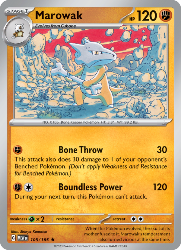 Marowak (105/165) Reverse Holo card image