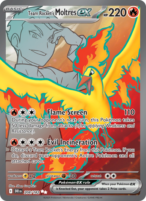 Team Rocket's Moltres ex (208/182) Reverse Holo card image