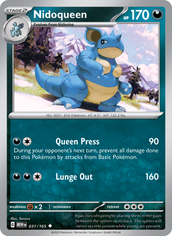 Nidoqueen (031/165) Reverse Holo card image