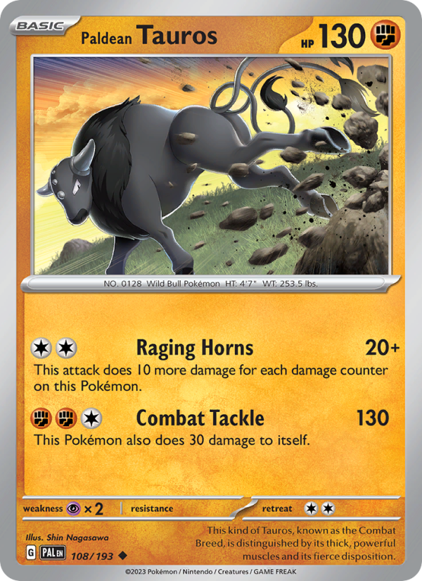 Paldean Tauros (108/193) Reverse Holo card image