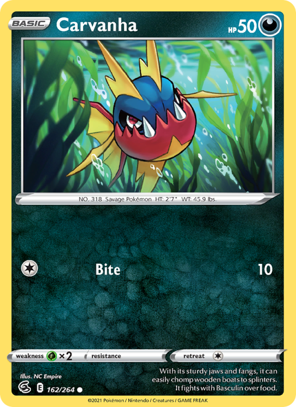 Carvanha (162/264) Reverse Holo card image