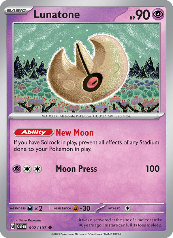 Lunatone (092/197) Reverse Holo card image