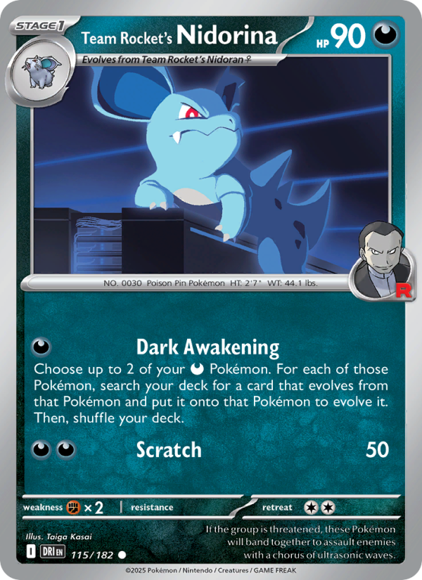Team Rocket's Nidorina (115/182) Reverse Holo card image