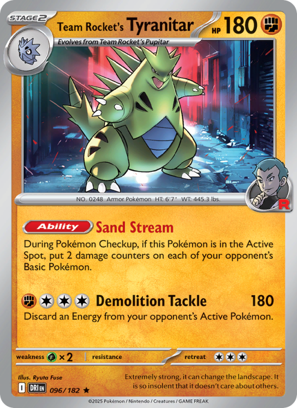 Team Rocket's Tyranitar (096/182) Reverse Holo card image