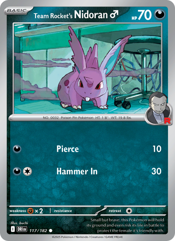 Team Rocket's Nidoran♂ (117/182) Reverse Holo card image