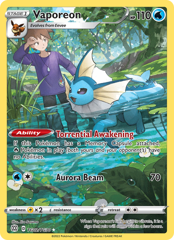 Vaporeon (TG02/172) Holographic card image