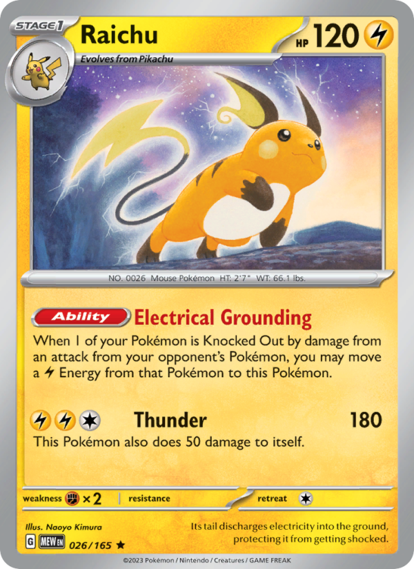 Raichu (026/165) Reverse Holo card image