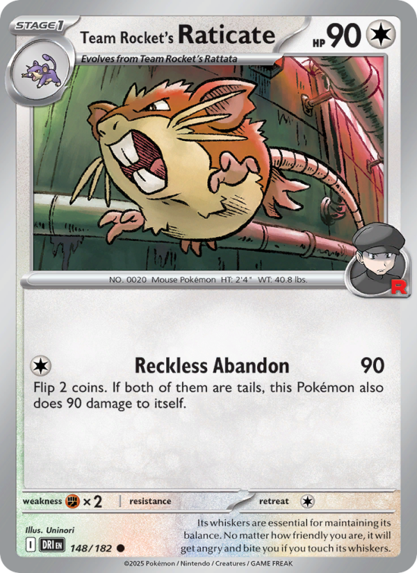 Team Rocket's Raticate (148/182) Reverse Holo card image