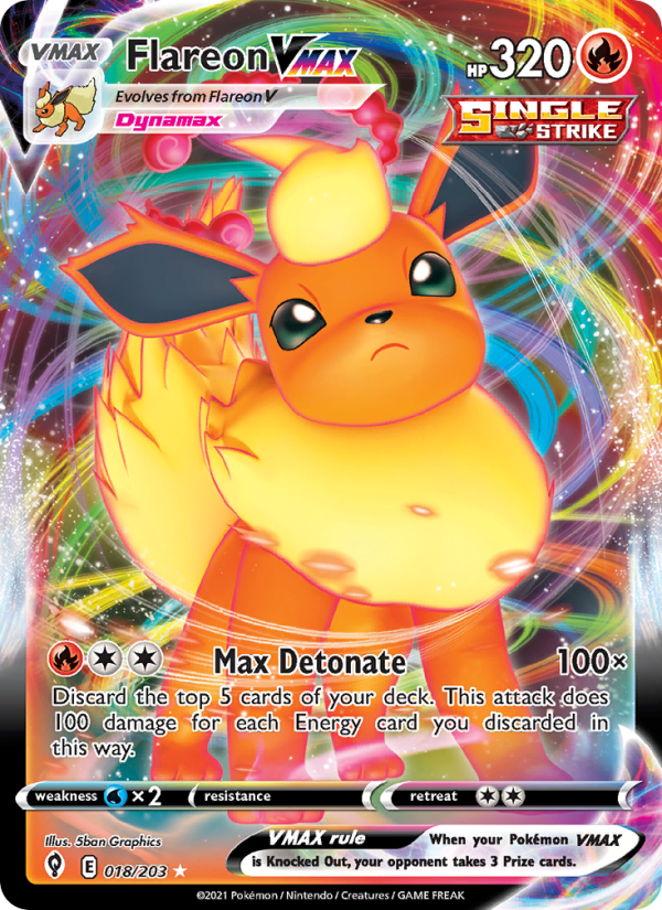 Flareon VMAX (018/203) Holographic card image