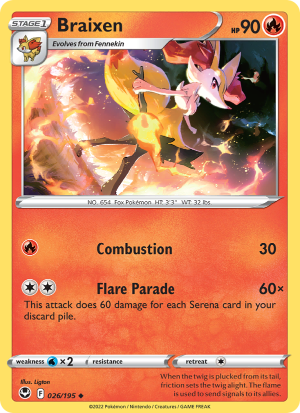 Braixen (026/195) Reverse Holo card image