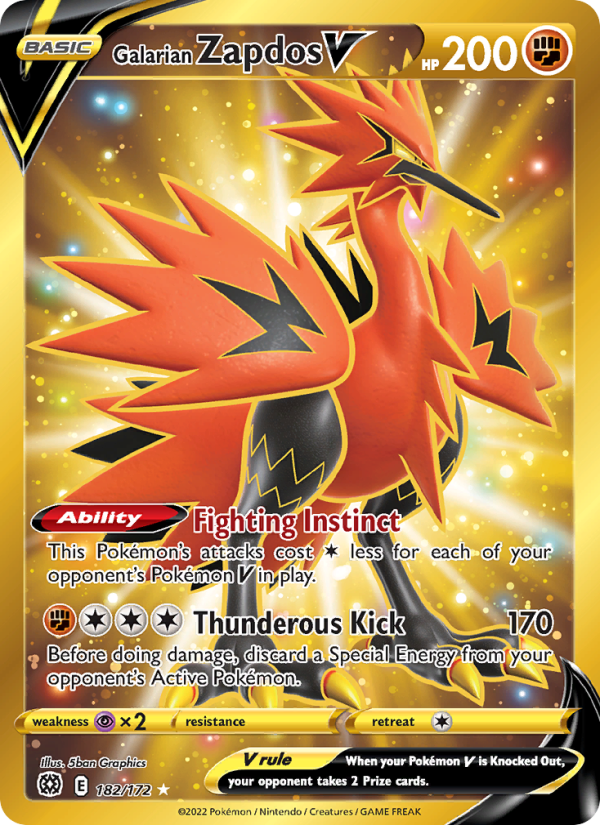 Galarian Zapdos V (182/172) Holographic card image