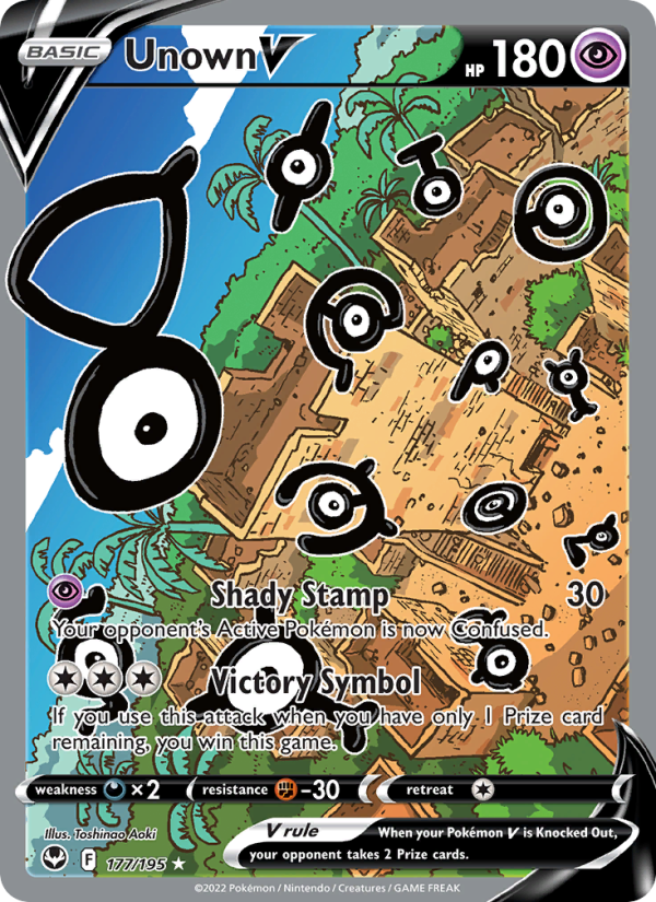 Unown V (177/195) Holographic card image
