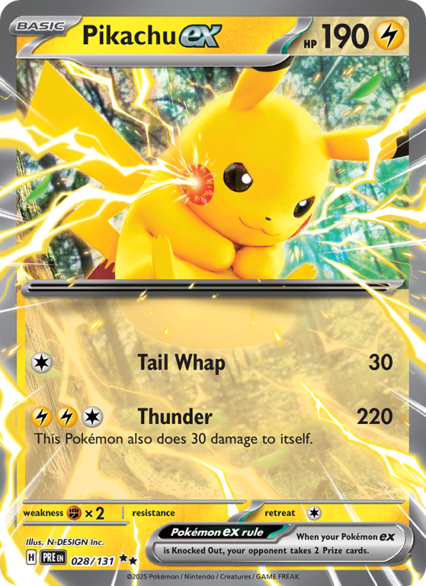 Pikachu ex (028/131) Reverse Holo card image