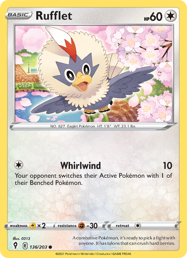 Rufflet (136/203) Reverse Holo card image