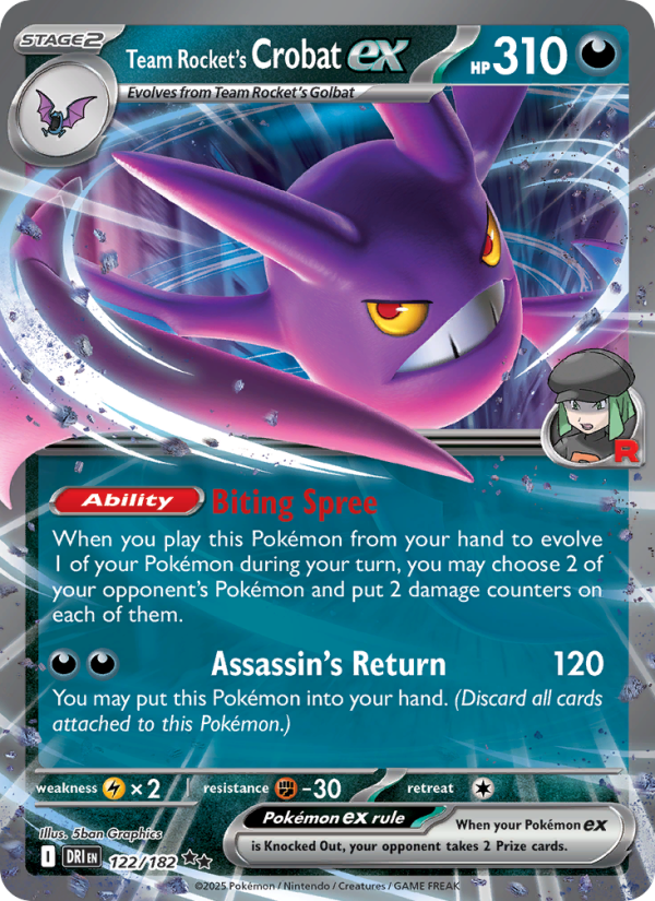 Team Rocket's Crobat ex (122/182) Reverse Holo card image