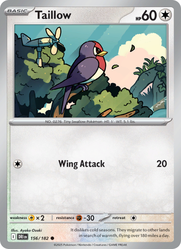 Taillow (156/182) Reverse Holo card image