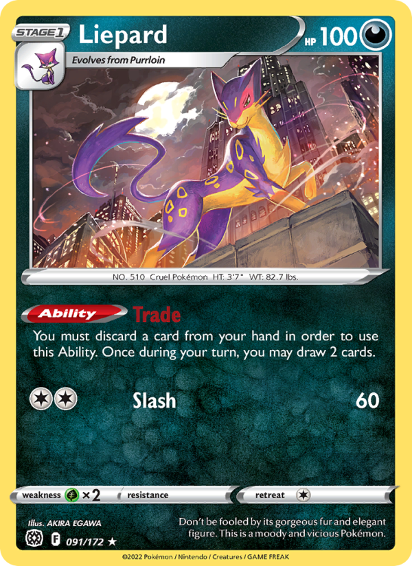 Liepard (091/172) Reverse Holo card image