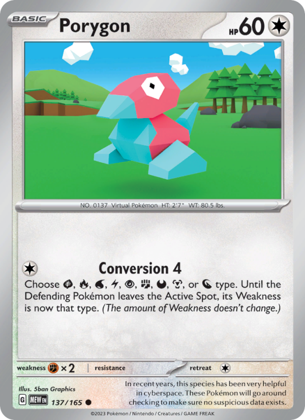 Porygon (137/165) Reverse Holo card image