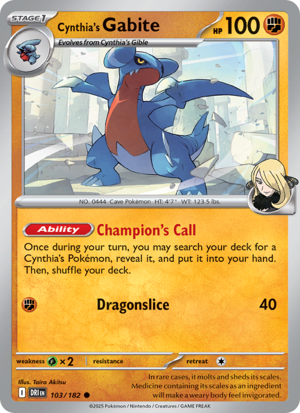 Cynthia's Gabite (103/182) Reverse Holo card image