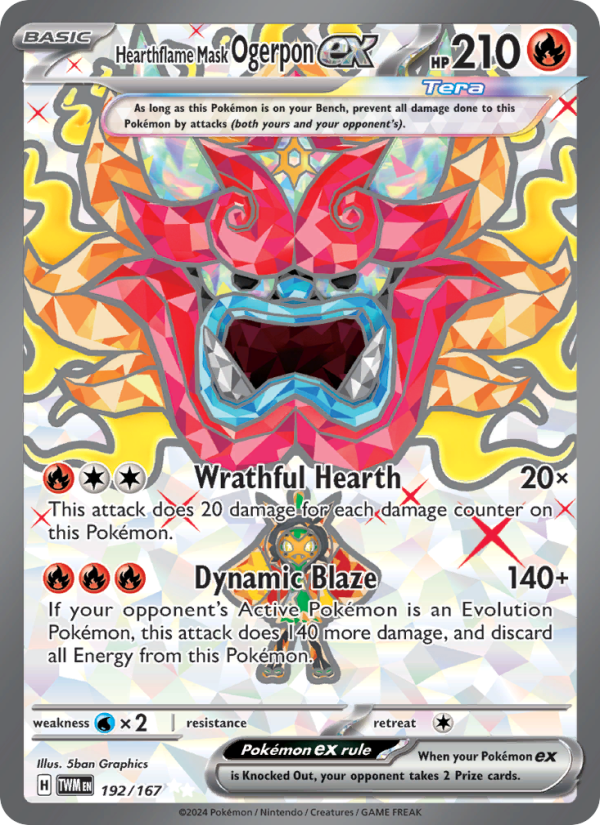 Hearthflame Mask Ogerpon ex (192/167) Holographic card image