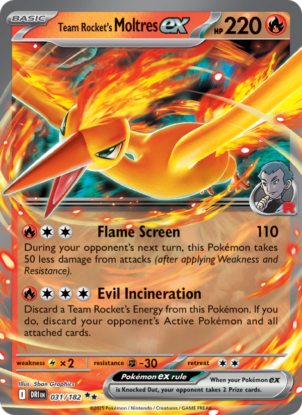 Team Rocket's Moltres ex (031/182) Reverse Holo card image