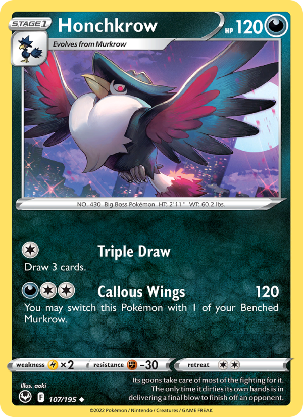Honchkrow (107/195) Reverse Holo card image