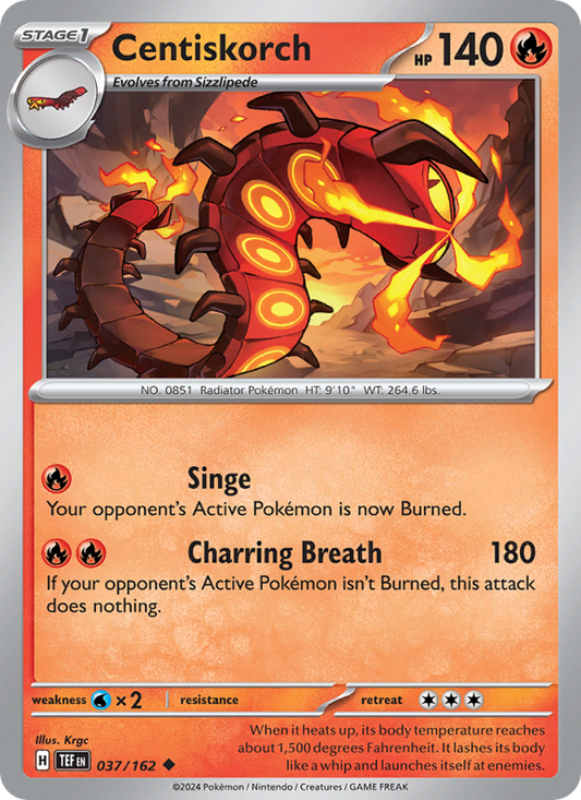 Centiskorch (037/162) Reverse Holo card image