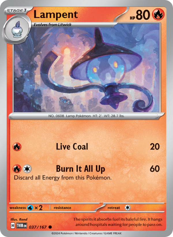 Lampent (037/167) Reverse Holo card image