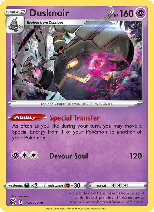 Dusknoir (062/172) Reverse Holo card image