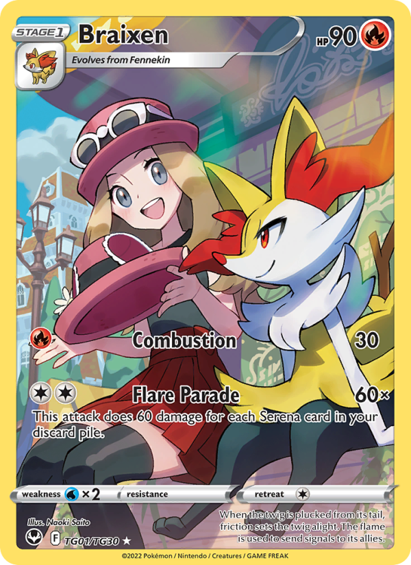 Braixen (TG01/195) Holographic card image