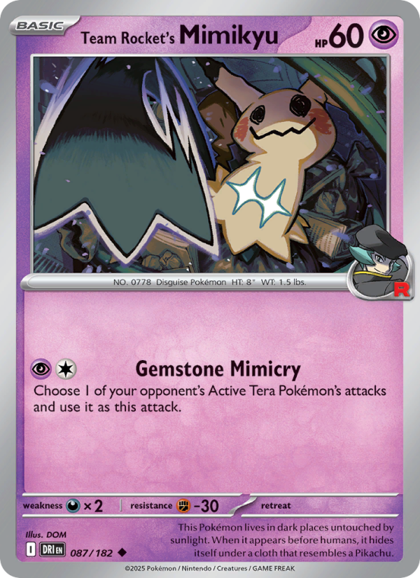 Team Rocket's Mimikyu (087/182) Reverse Holo card image